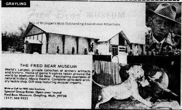 Fred Bear Museum  and Bear Mountain - 1975 Ad (newer photo)